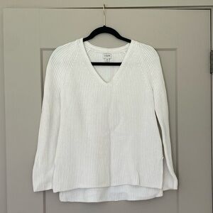 J. Crew Factory White V-Neck Sweater